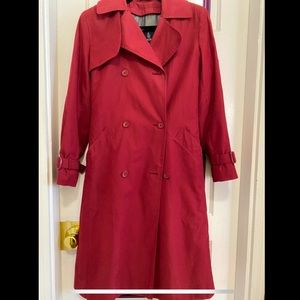 Red Size S London Fog Trench Coat with Belt